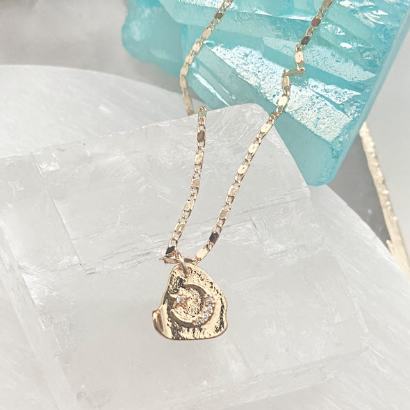 Sonia Stamped Mini Moon Necklace