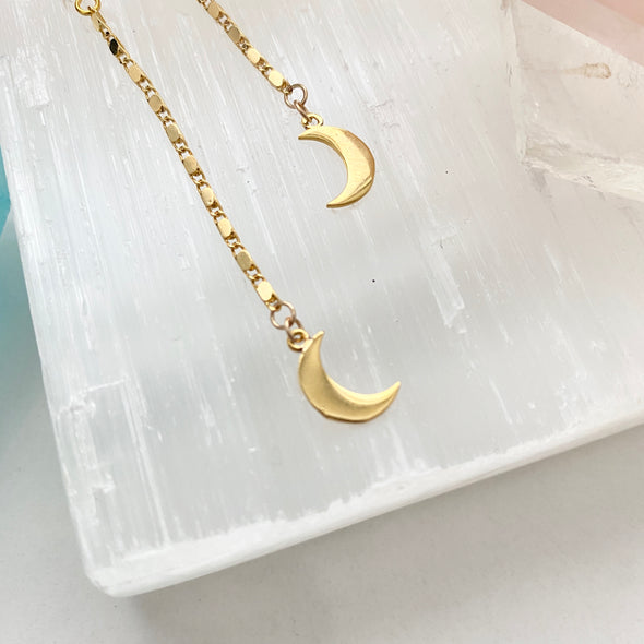 Asymmetrical Moon Drop Earrings