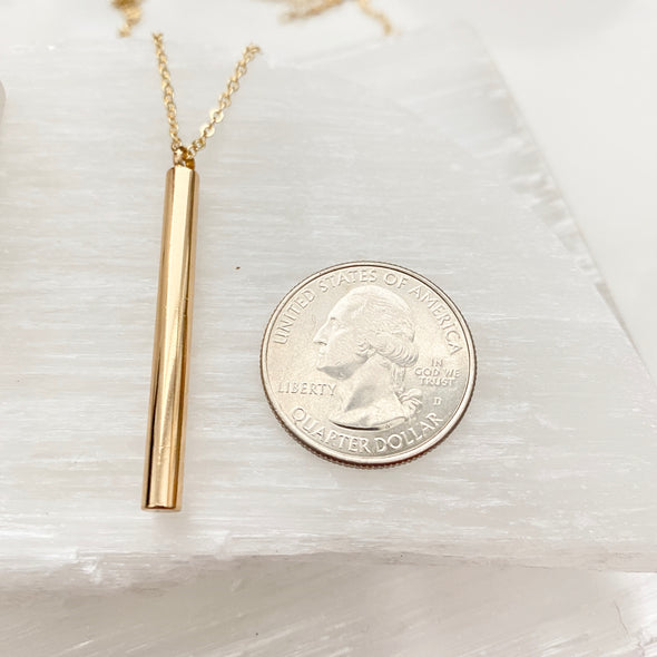 Simple Long Cylinder Bar Necklace