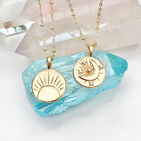 Laureen Reversible Moon & Sun Necklace