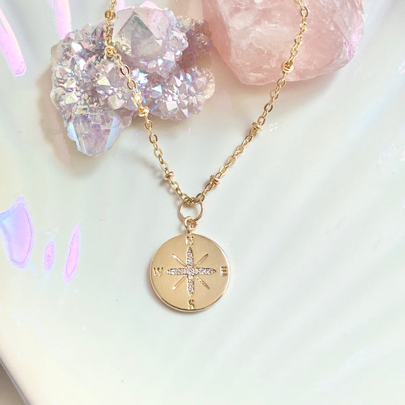 Show Me The Way Compass Necklace