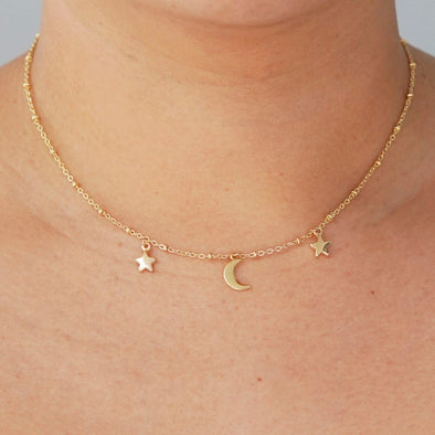 Nadine Moon & Stars Dangle Necklace