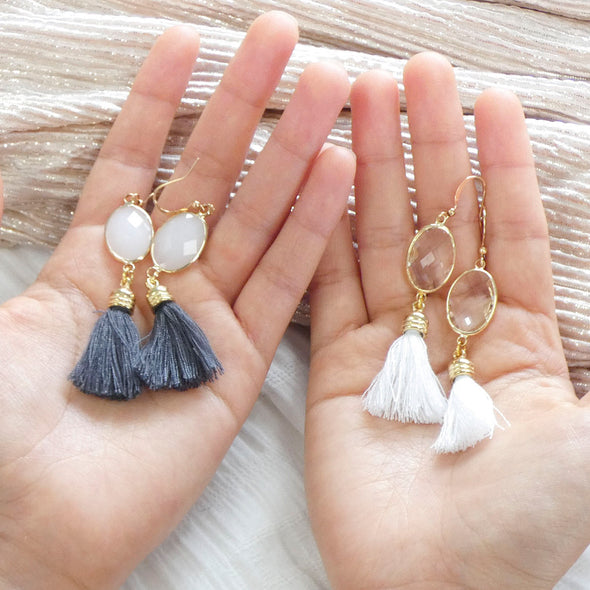 Meliah Tassel Gem Earrings