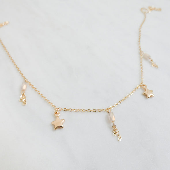 Lily Beaded Star Dangle Necklace
