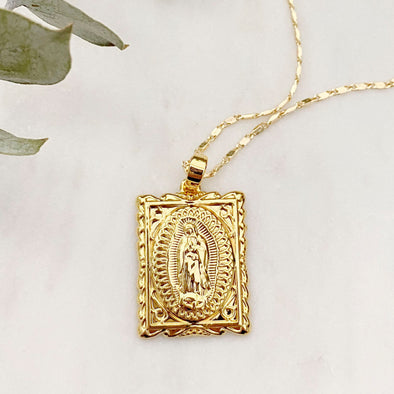Virgin Mary Tablet Necklace