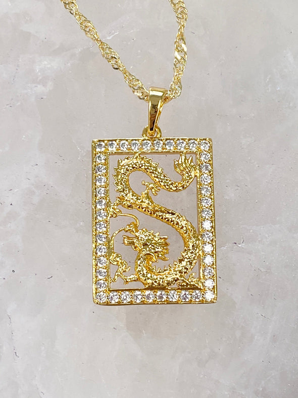 Ling Ling Cubic Zirconia Lucky Dragon Necklace
